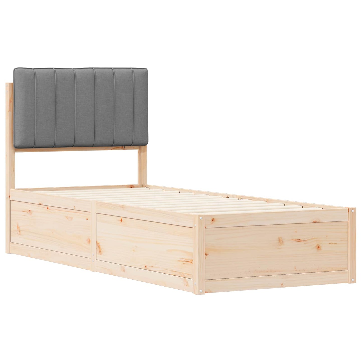 Letto con Testiera Rivestita Grigio chiaro 75 x 190 cm | homemem39