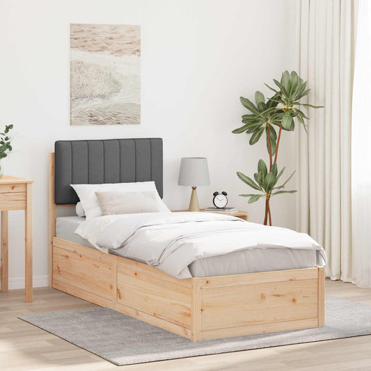 Letto con Testiera Rivestita Grigio scuro 75 x 190 cm | homemem39