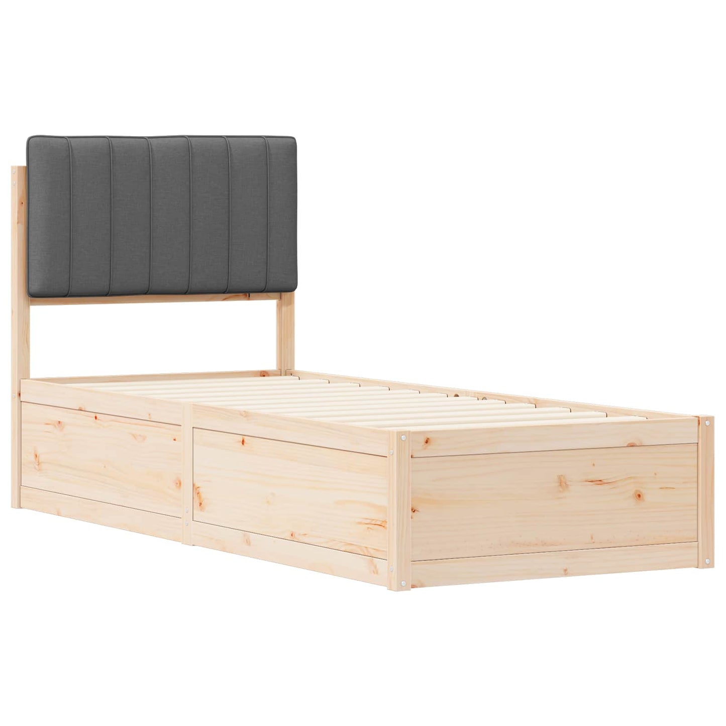 Letto con Testiera Rivestita Grigio scuro 75 x 190 cm | homemem39