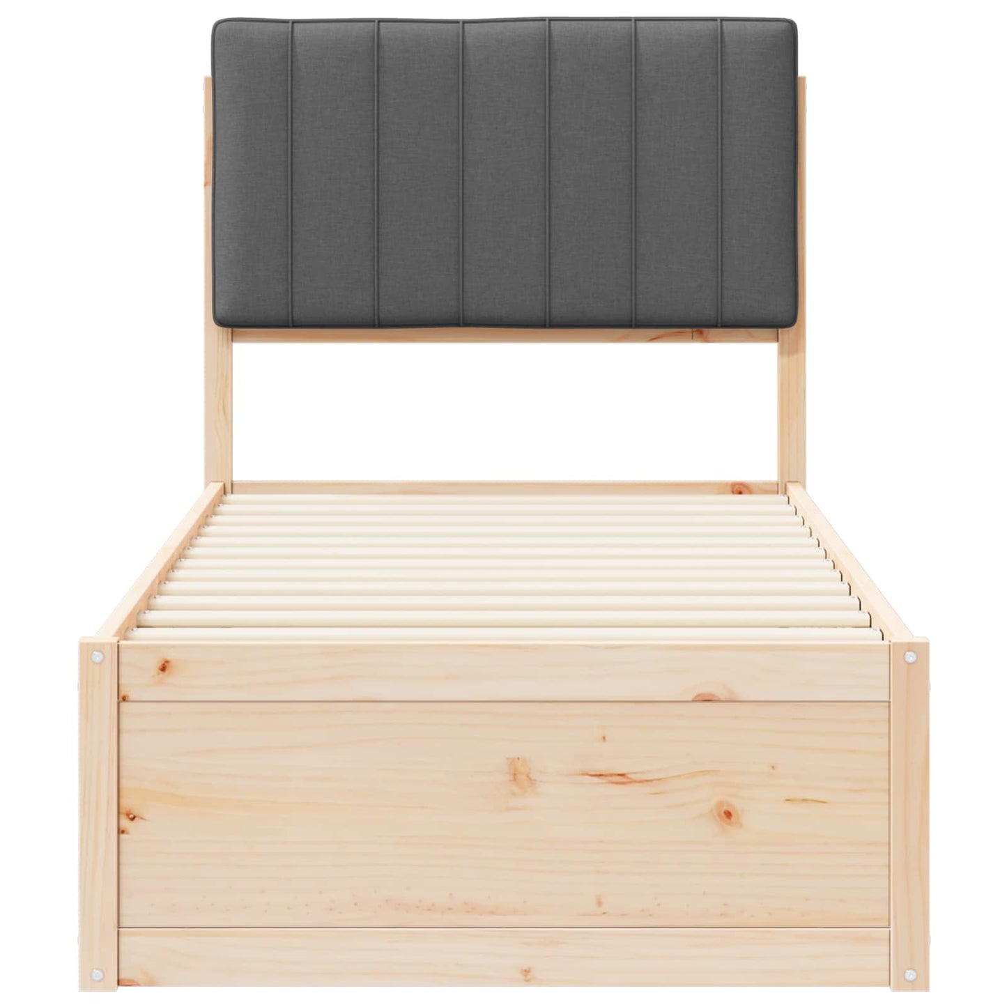 Letto con Testiera Rivestita Grigio scuro 75 x 190 cm | homemem39