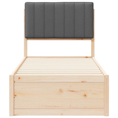 Letto con Testiera Rivestita Grigio scuro 75 x 190 cm | homemem39