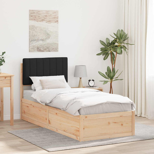 Letto con Testiera Rivestita Nero 75 x 190 cm Pino massello | homemem39
