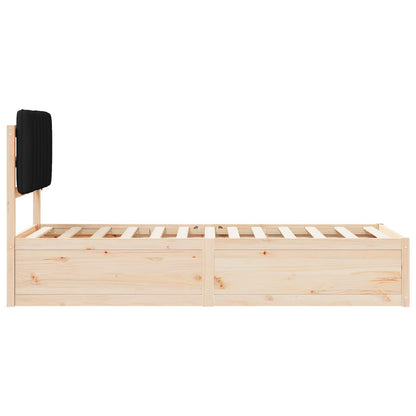 Letto con Testiera Rivestita Nero 75 x 190 cm Pino massello | homemem39