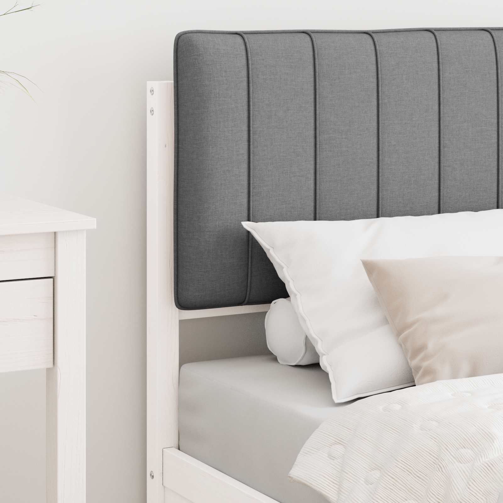 Letto con Testiera Rivestita Grigio chiaro 75 x 190 cm | homemem39