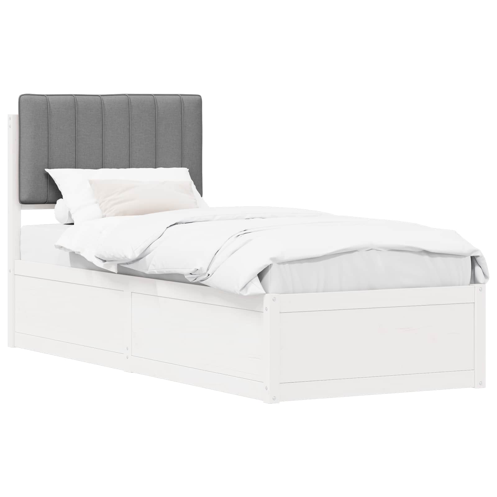 Letto con Testiera Rivestita Grigio chiaro 75 x 190 cm | homemem39