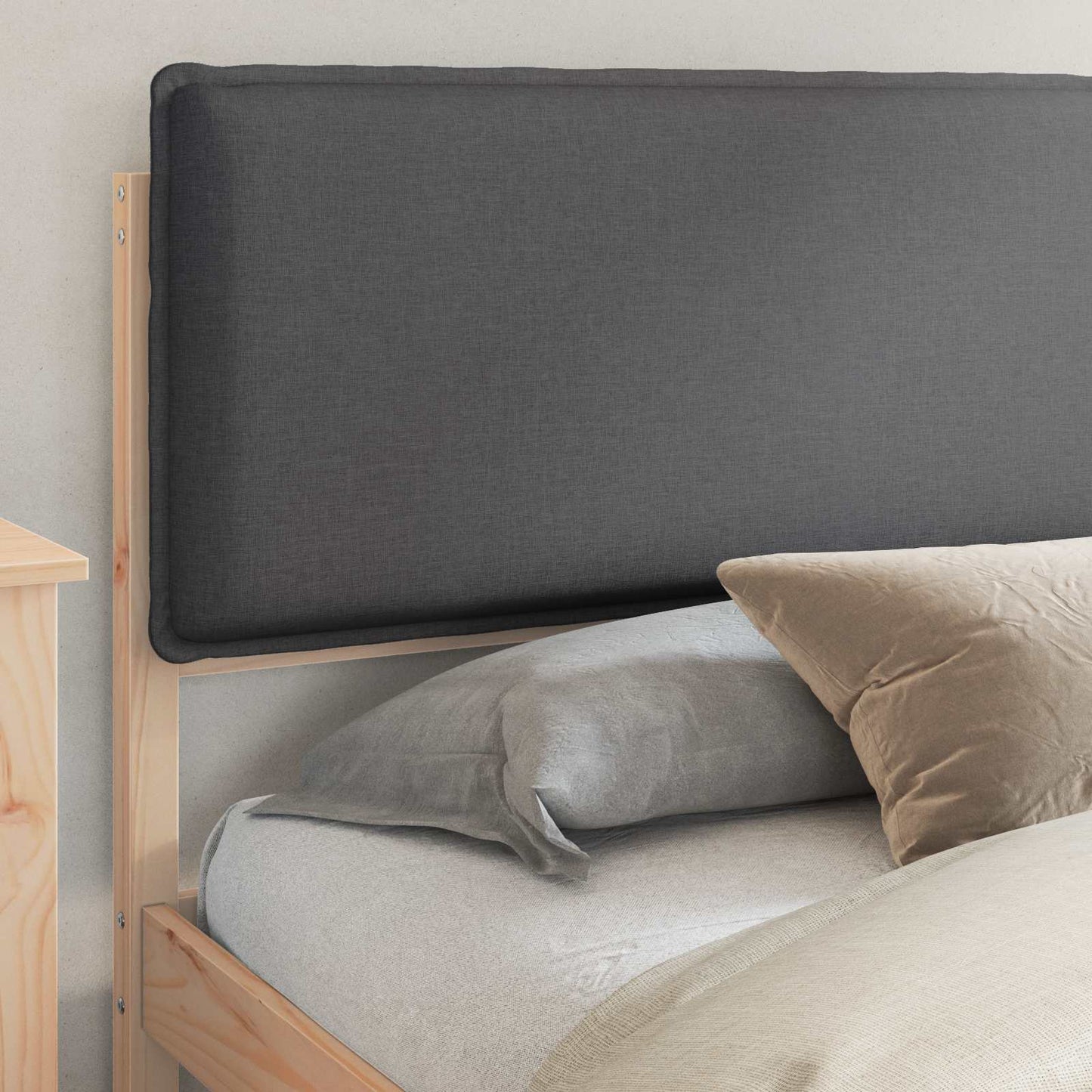 Letto con Testiera Rivestita Grigio scuro 180 x 200 cm