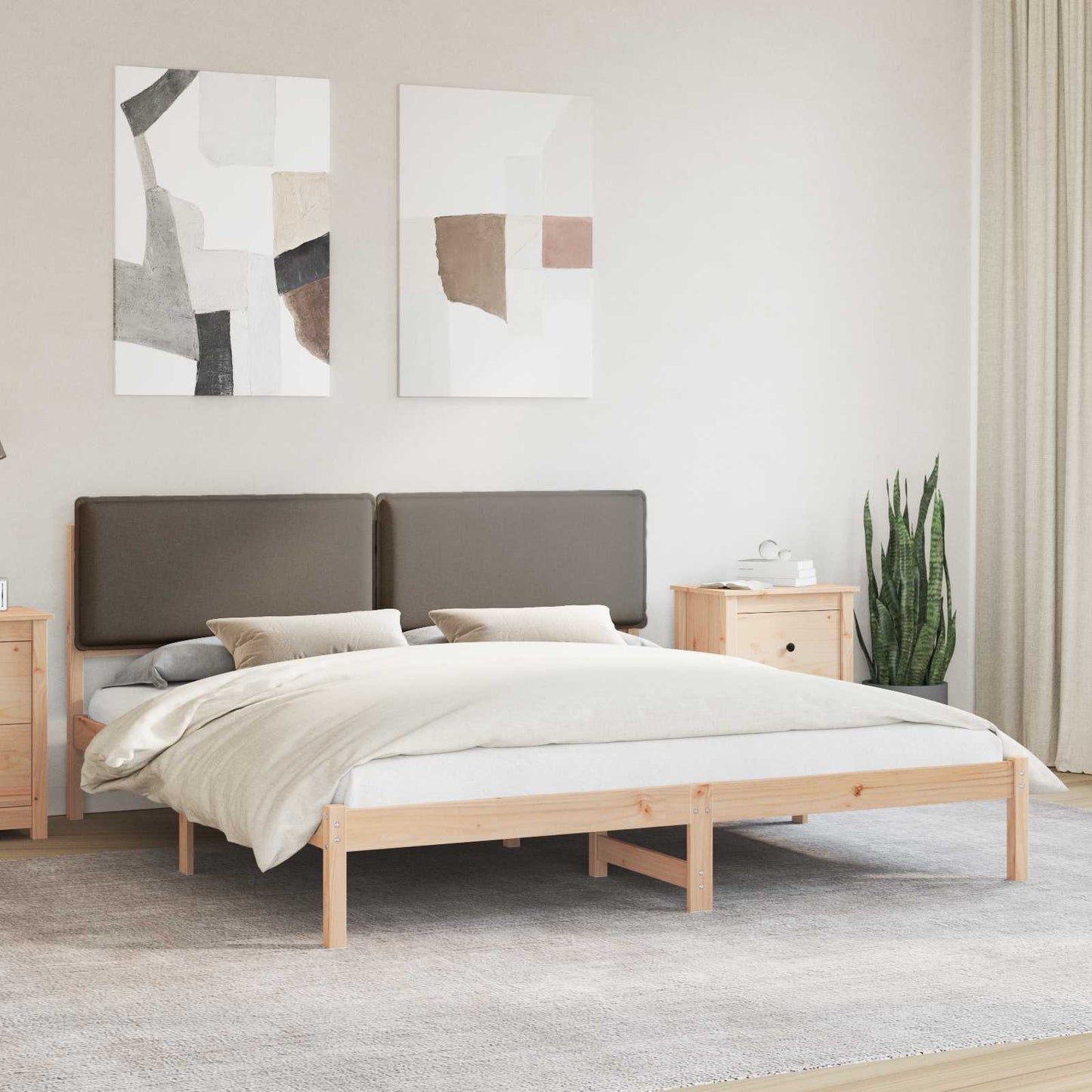 Letto con Testiera Rivestita Talpa 180 x 200 cm Pino massello