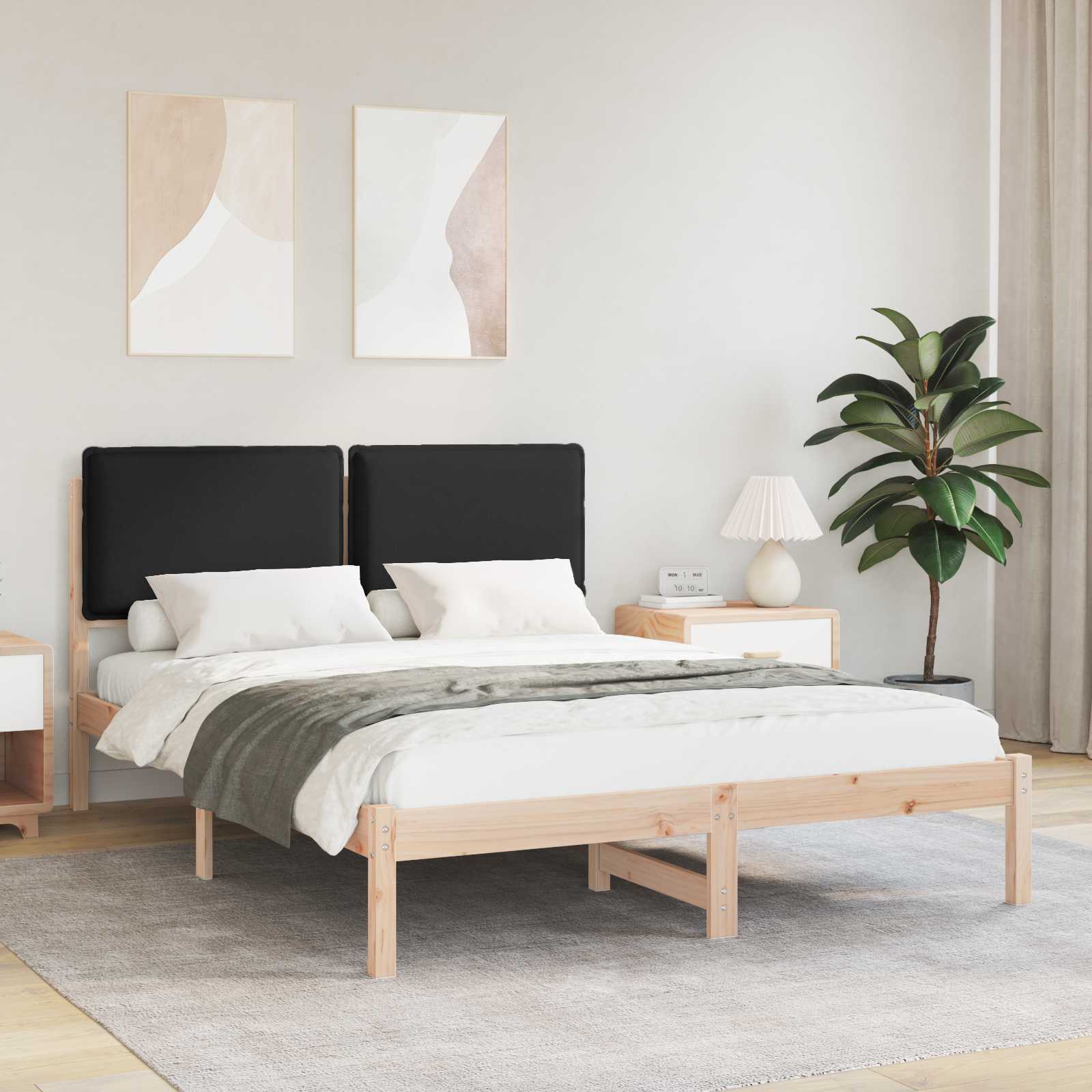 Letto con Testiera Rivestita Nero 160 x 200 cm | homemem39