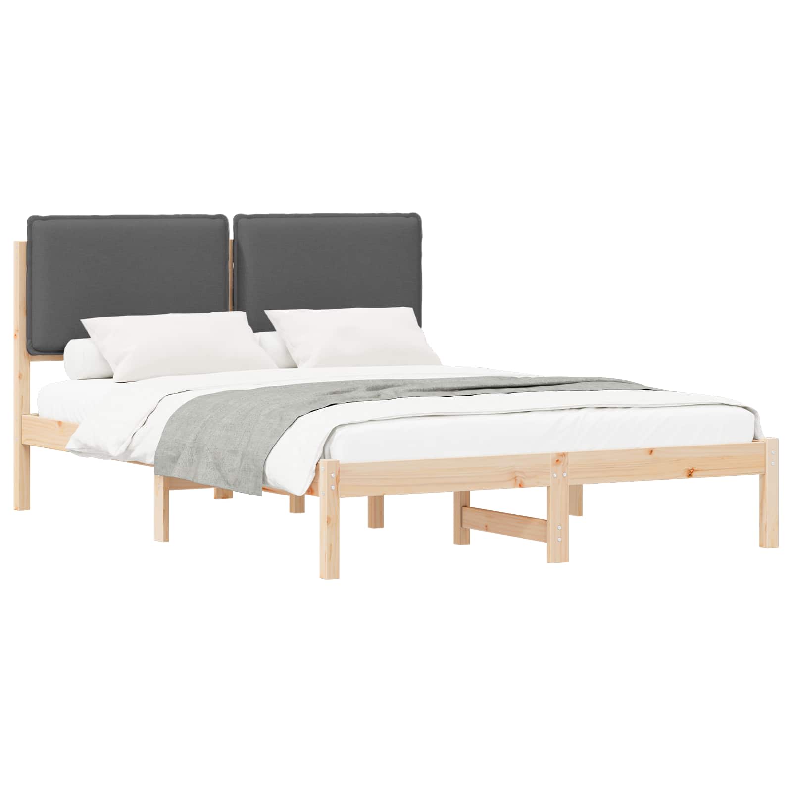 Letto con Testiera Rivestita Grigio scuro 140 x 200 cm | homemem39