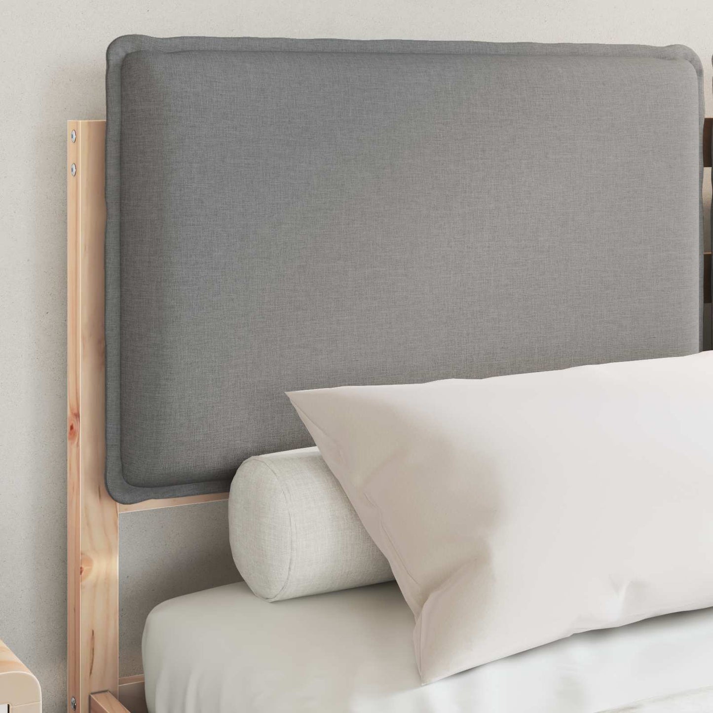 Letto con Testiera Rivestita Marrone e Grigio Chiaro | homemem39