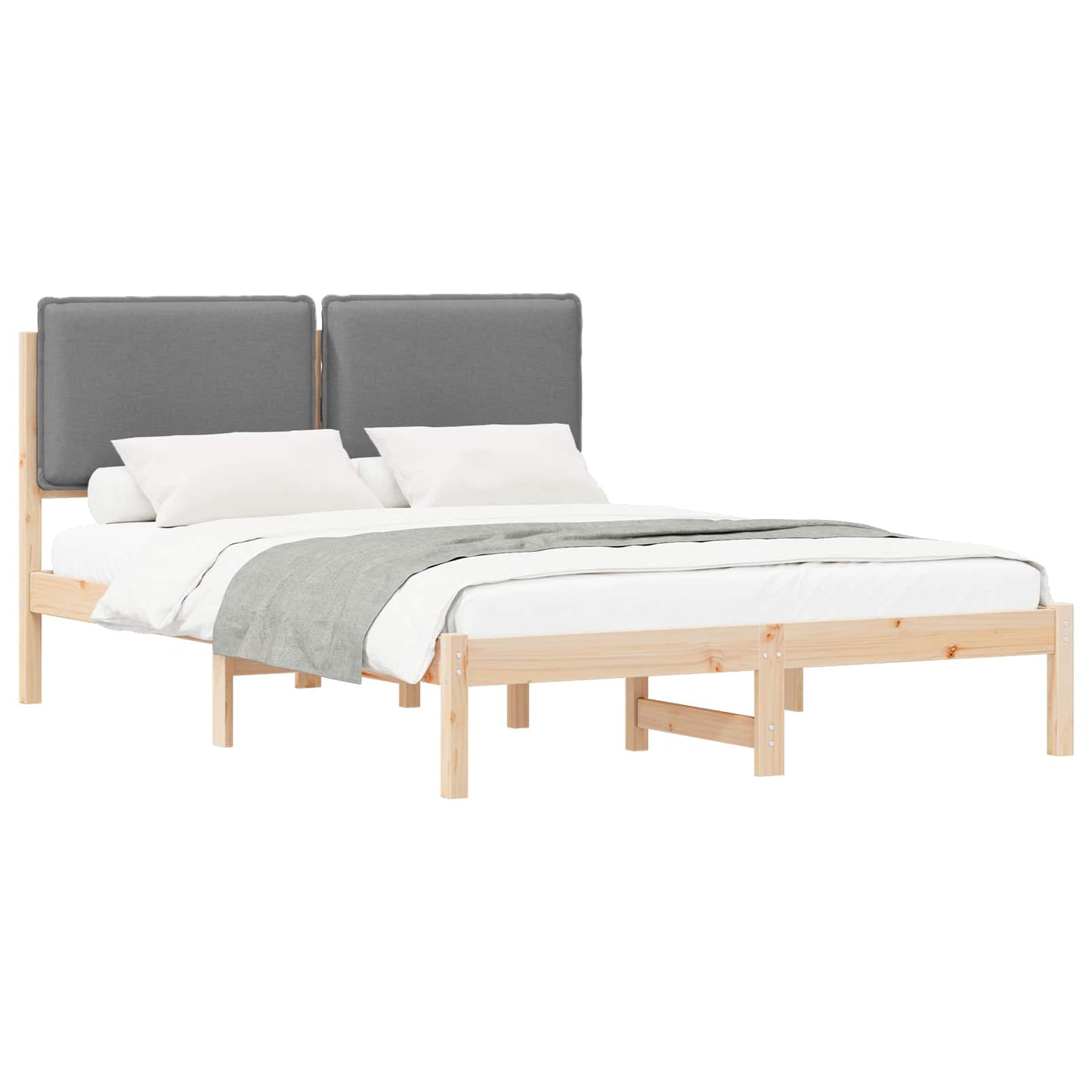 Letto con Testiera Rivestita Marrone e Grigio Chiaro | homemem39