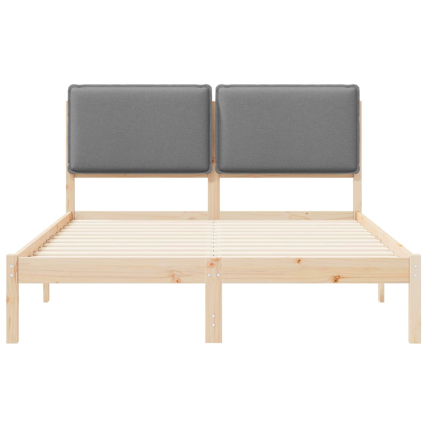 Letto con Testiera Rivestita Grigio chiaro 140 x 190 cm