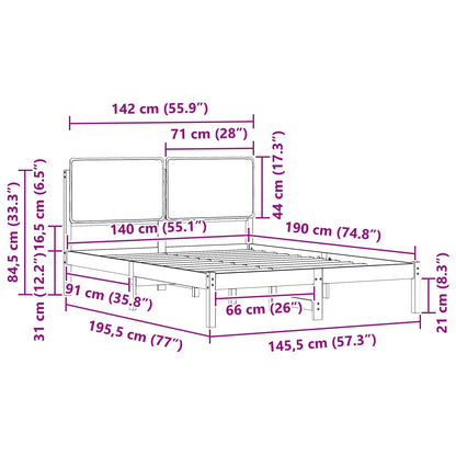Letto con Testiera Rivestita Talpa 140 x 190 cm Pino massello