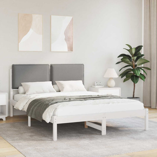 Letto con Testiera Rivestita Grigio chiaro 140 x 190 cm | homemem39