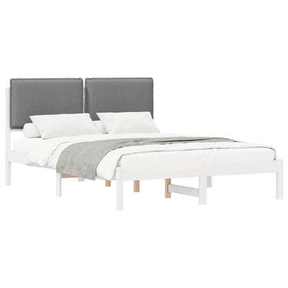 Letto con Testiera Rivestita Grigio chiaro 140 x 190 cm