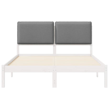 Letto con Testiera Rivestita Grigio chiaro 135 x 190 cm