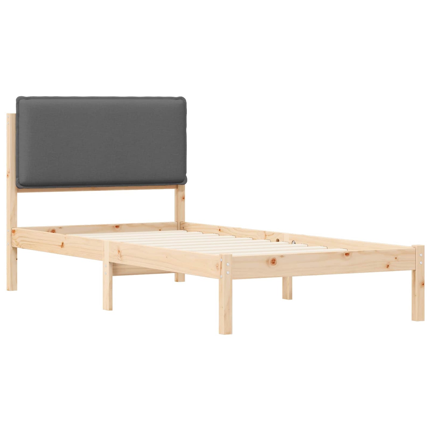 Letto con Testiera Rivestita Marrone e grigio scuro 90 x 200 cm | homemem39