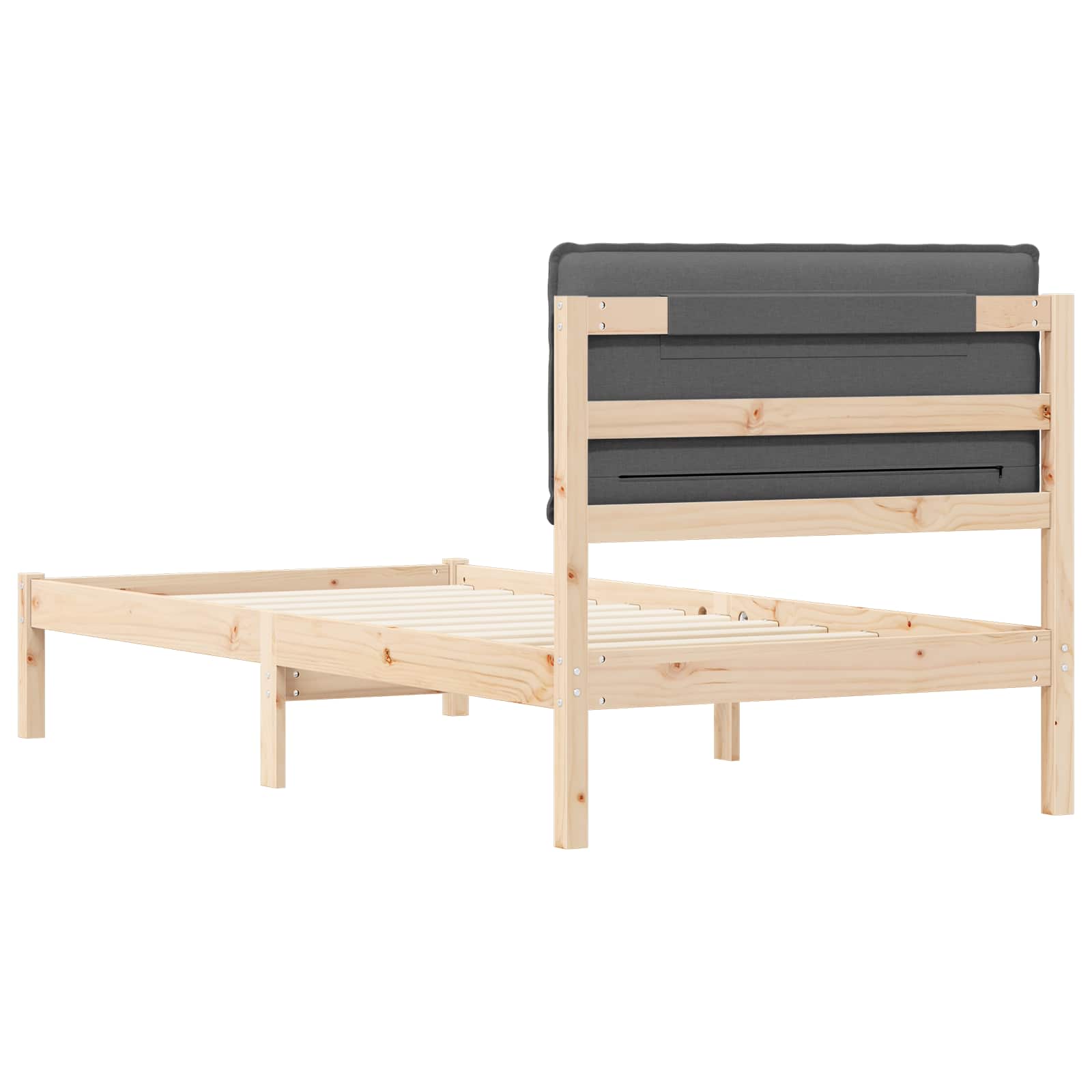 Letto con Testiera Rivestita Marrone e grigio scuro 90 x 200 cm | homemem39
