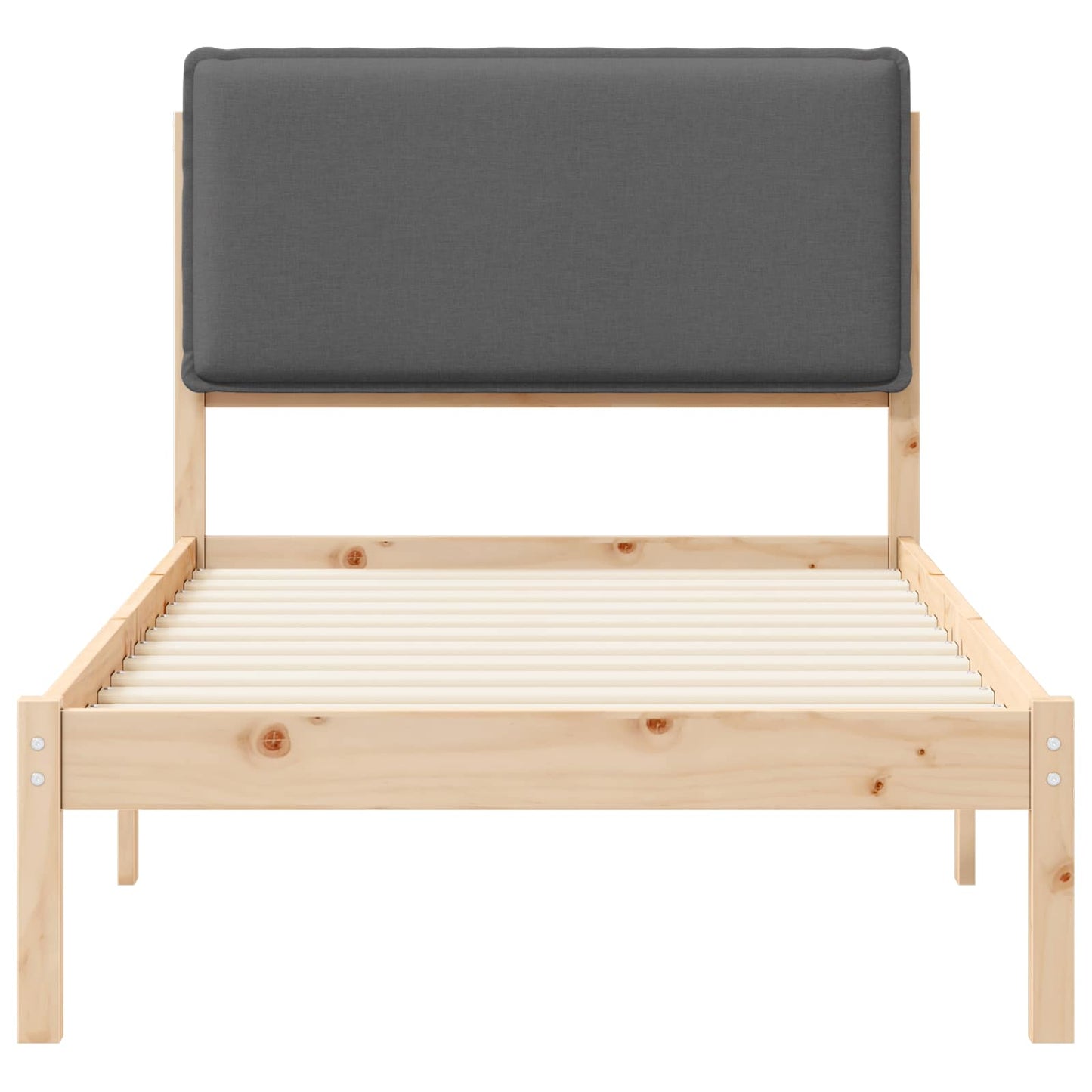 Letto con Testiera Rivestita Marrone e grigio scuro 90 x 200 cm | homemem39