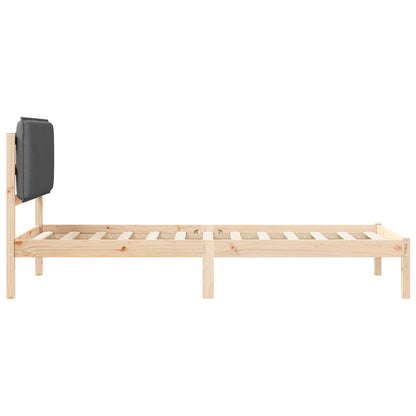 Letto con Testiera Rivestita Marrone e grigio scuro 90 x 200 cm | homemem39