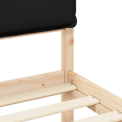 Letto con Testiera Rivestita Nero 75 x 190 cm Pino massello