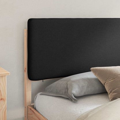 Letto con Testiera Rivestita Nero 180 x 200 cm Pino massello
