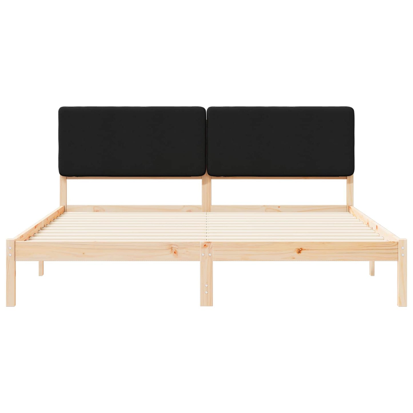 Letto con Testiera Rivestita Nero 180 x 200 cm Pino massello