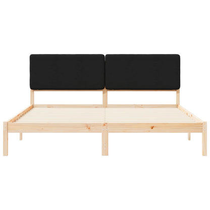 Letto con Testiera Rivestita Nero 180 x 200 cm Pino massello