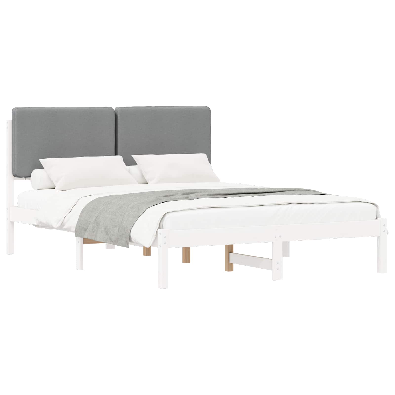 Letto con Testiera Rivestita Grigio chiaro 140 x 200 cm | homemem39