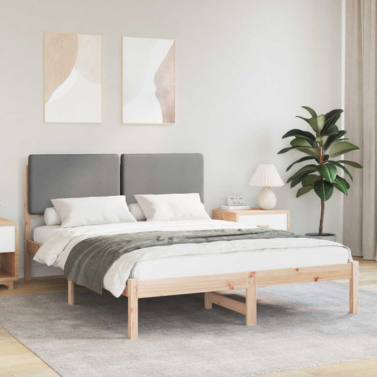 Letto con Testiera Rivestita Grigio chiaro 140 x 190 cm | homemem39