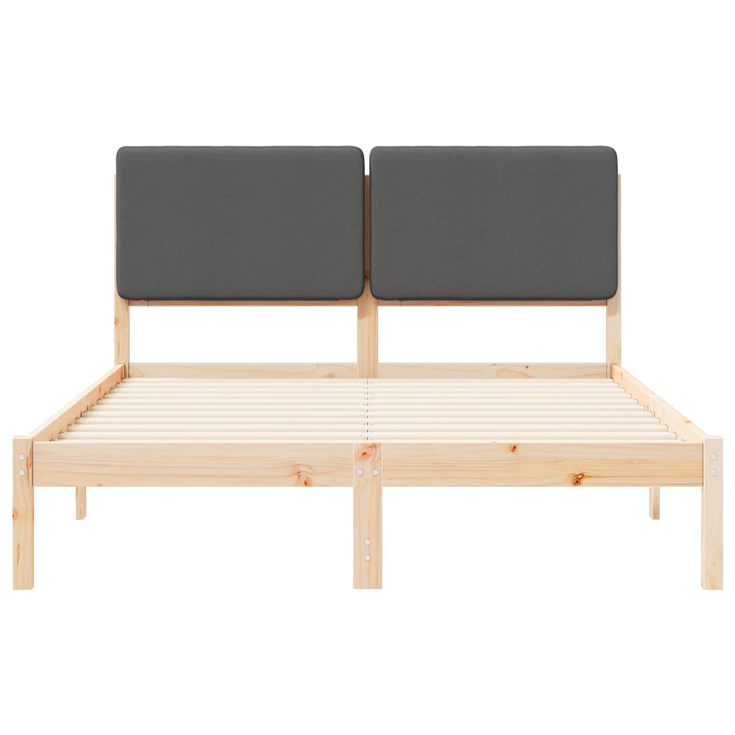 Letto con Testiera Rivestita Grigio scuro 140 x 190 cm