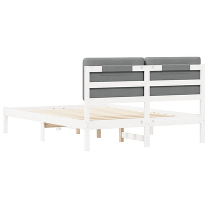 Letto con Testiera Rivestita Grigio chiaro 140 x 190 cm | homemem39