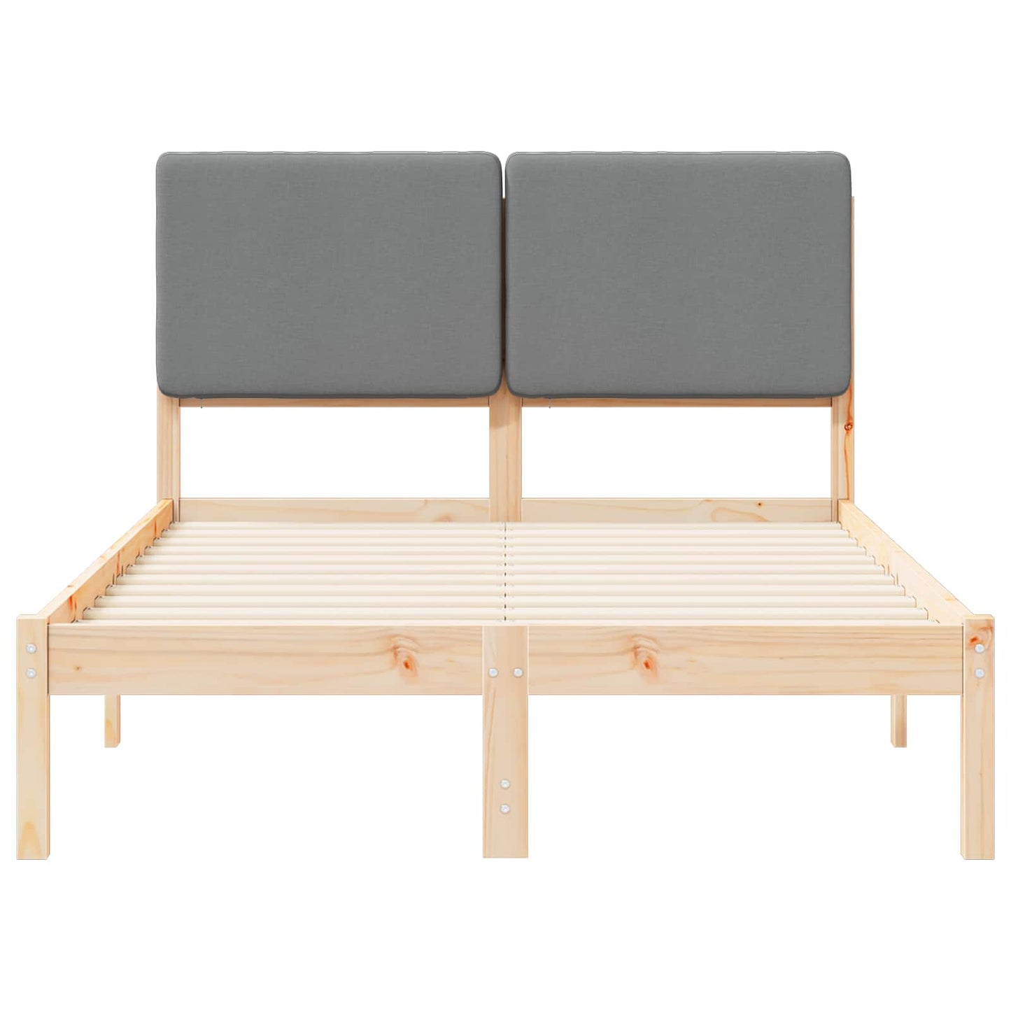 Letto con Testiera Rivestita Grigio chiaro 135 x 190 cm