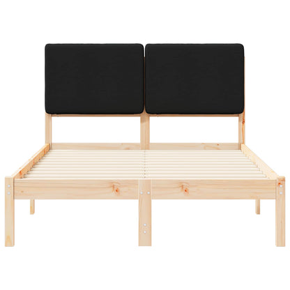 Letto con Testiera Rivestita Nero 120 x 190 cm Pino massello