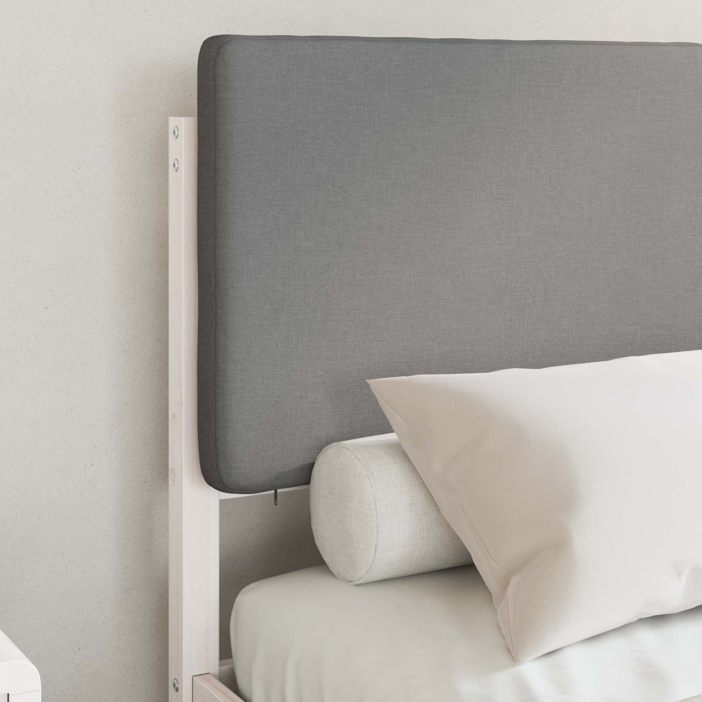 Letto con Testiera Rivestita Grigio chiaro 120 x 190 cm