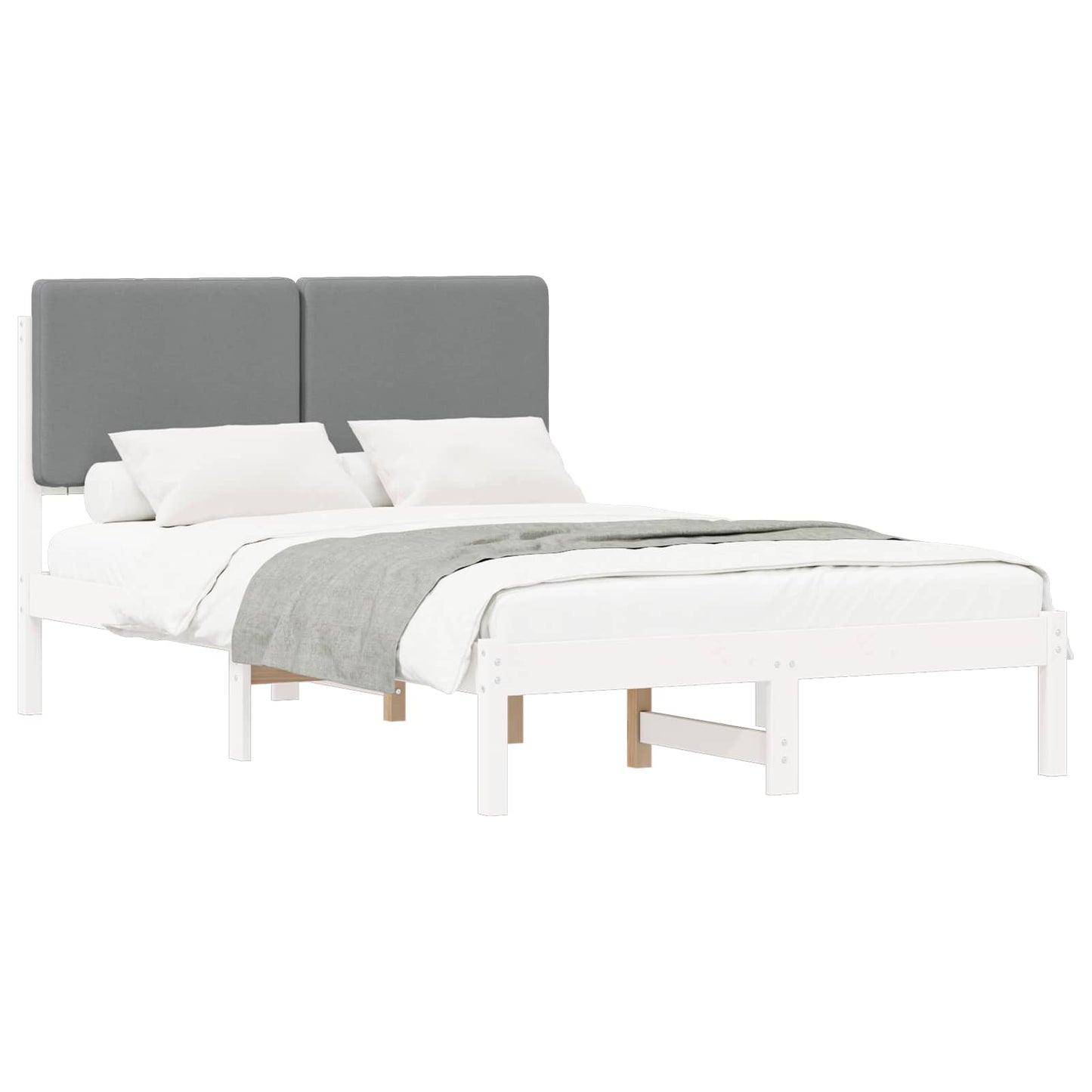 Letto con Testiera Rivestita Grigio chiaro 120 x 190 cm