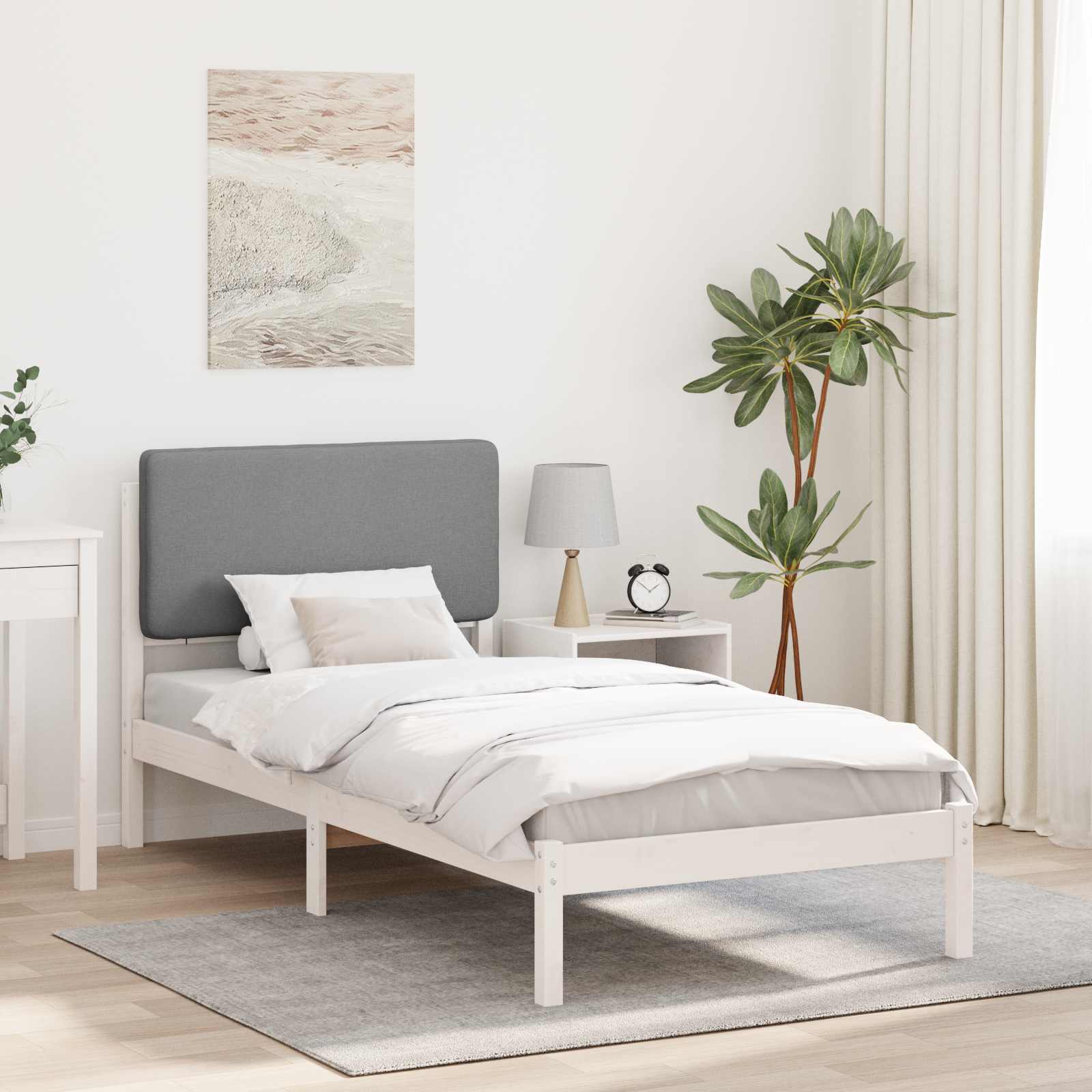 Letto con Testiera Rivestita Grigio chiaro 100 x 200 cm | homemem39