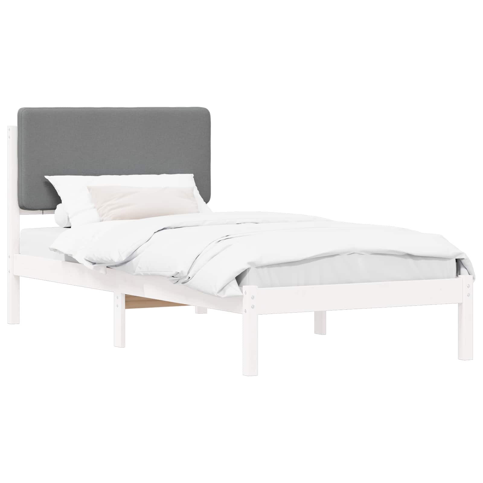 Letto con Testiera Rivestita Grigio chiaro 100 x 200 cm | homemem39