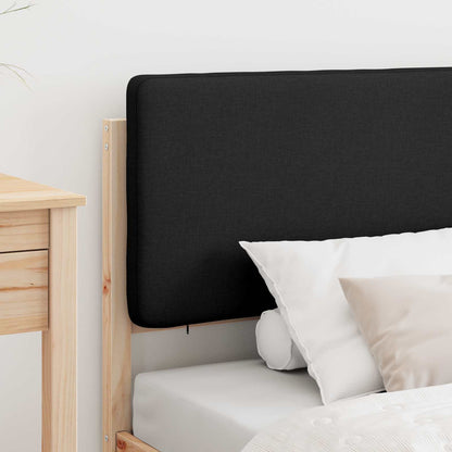 Letto con Testiera Rivestita Nero 90 x 190 cm Pino massello