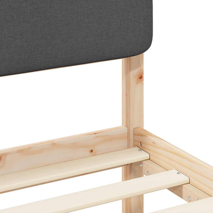 Letto con Testiera Rivestita Grigio scuro 75 x 190 cm