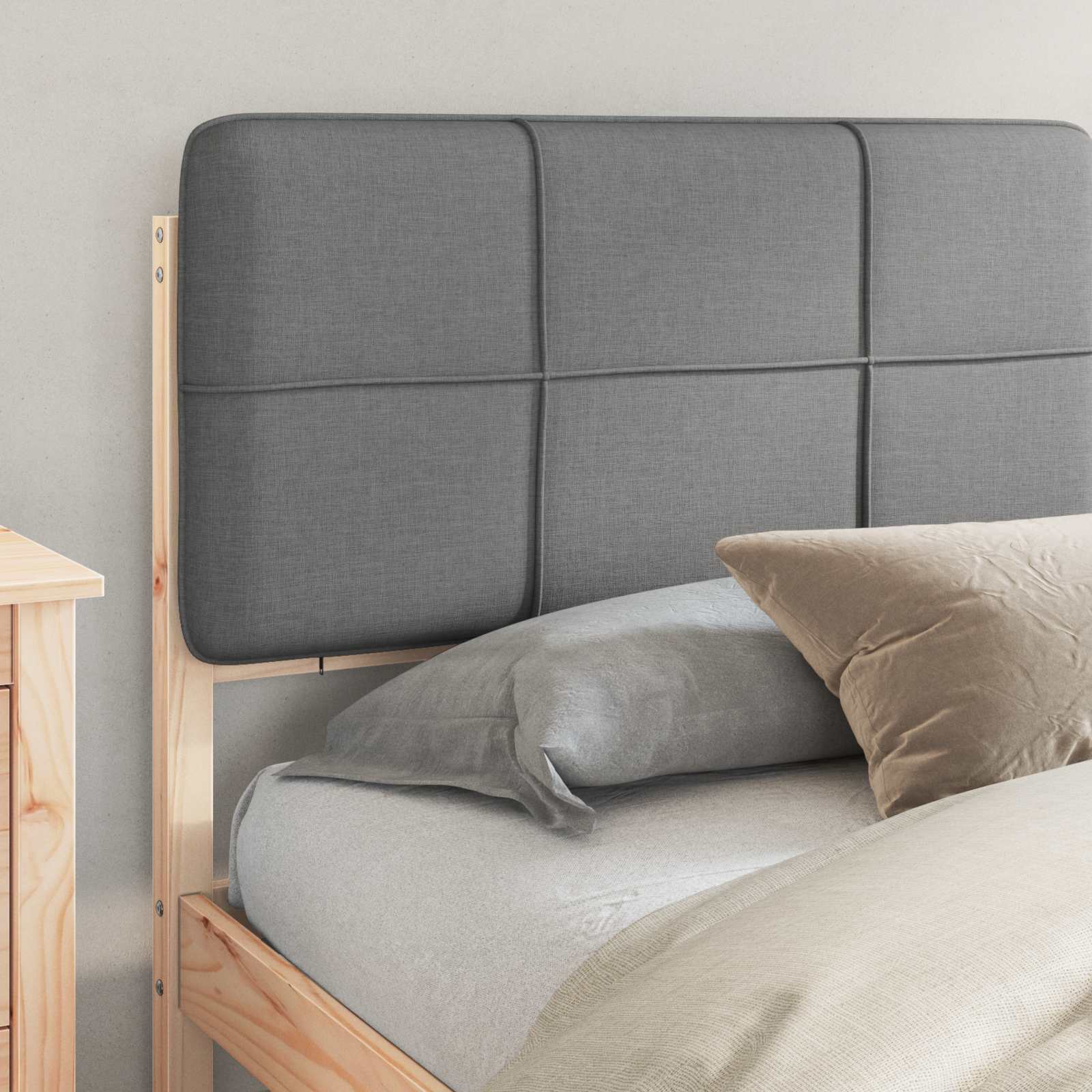 Letto con Testiera Rivestita Grigio chiaro 180 x 200 cm | homemem39