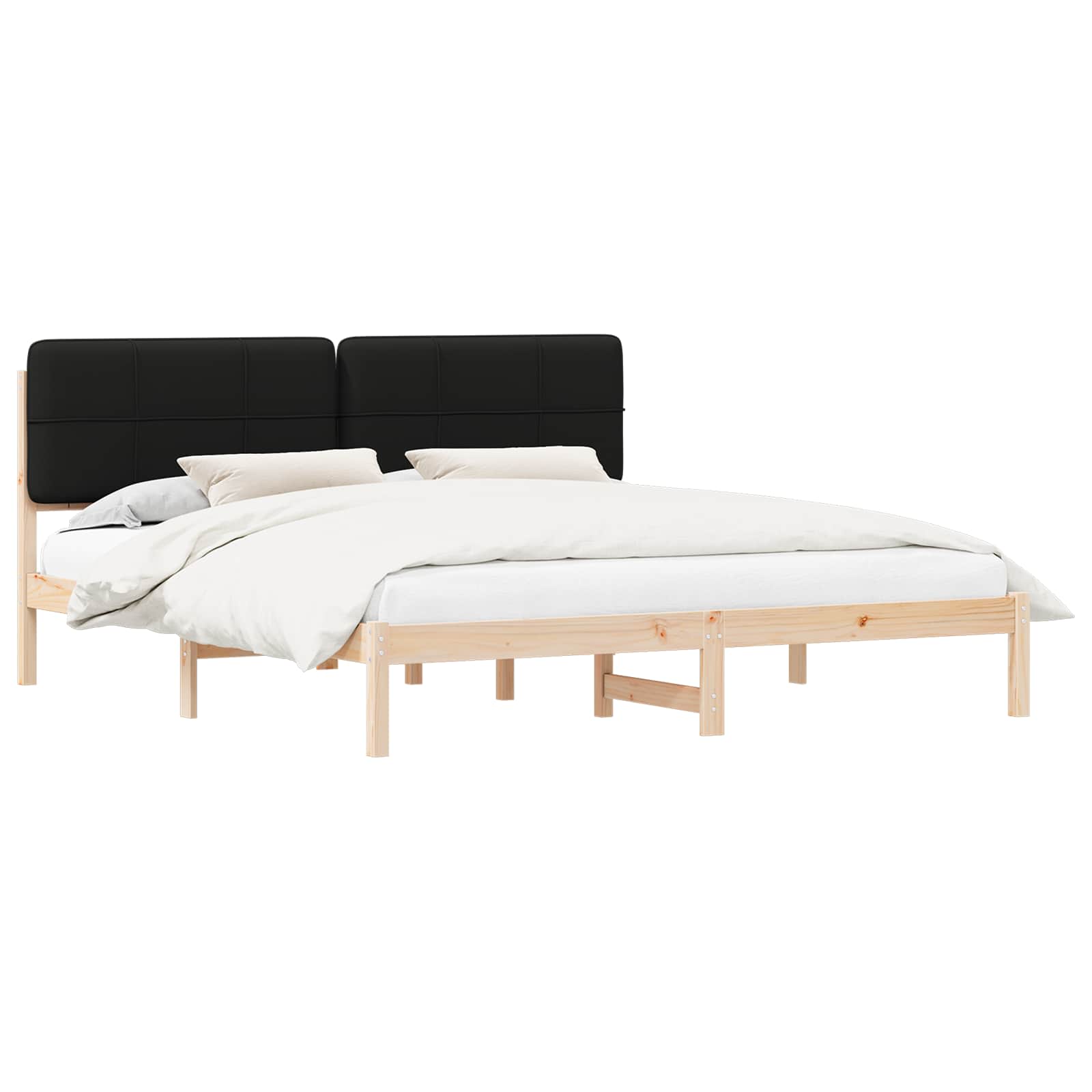 Letto con Testiera Rivestita Nero 180 x 200 cm Pino massello | homemem39