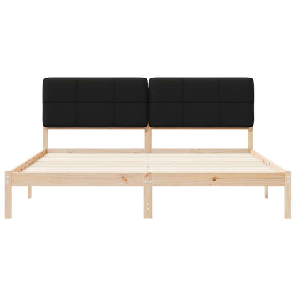 Letto con Testiera Rivestita Nero 180 x 200 cm Pino massello | homemem39