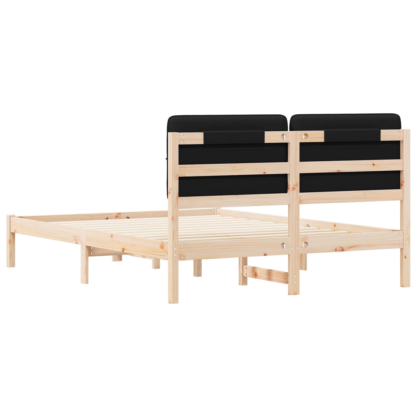 Letto con Testiera Rivestita Nero 160 x 200 cm Pino massello | homemem39