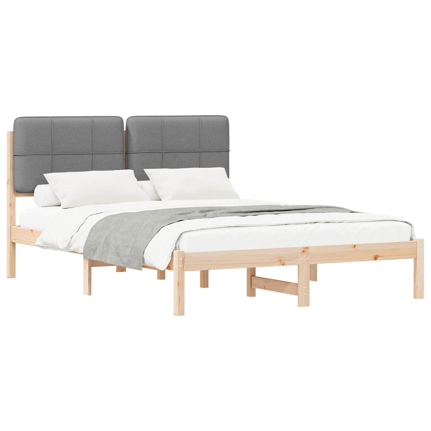 Letto con Testiera Rivestita Grigio chiaro 150 x 200 cm | homemem39