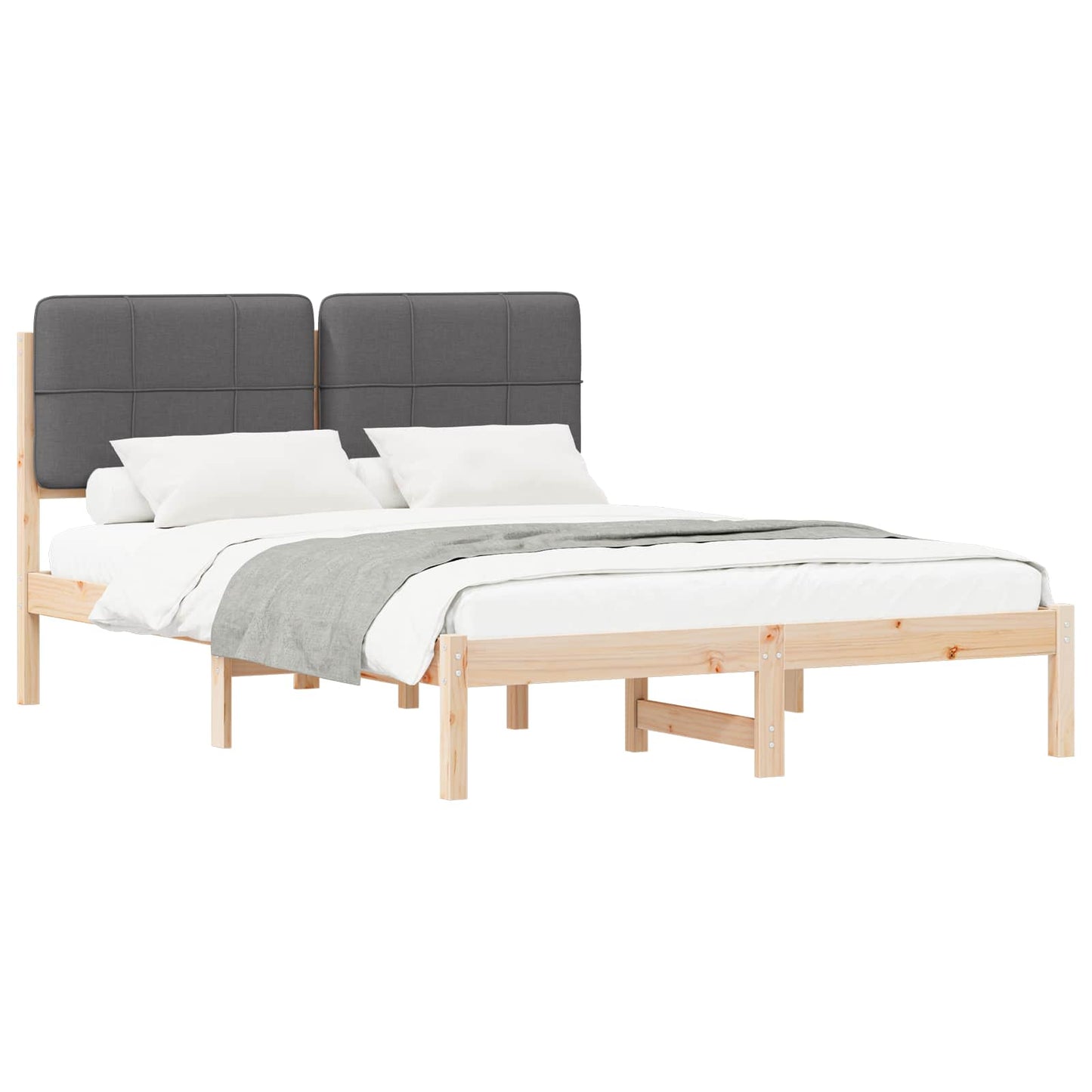 Letto con Testiera Rivestita Grigio scuro 150 x 200 cm | homemem39