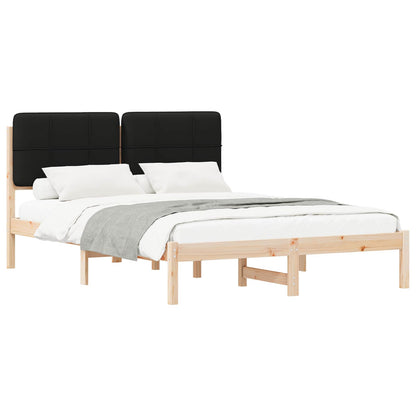 Letto con Testiera Rivestita Nero 150 x 200 cm Pino massello | homemem39