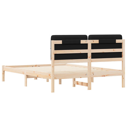 Letto con Testiera Rivestita Nero 150 x 200 cm Pino massello | homemem39