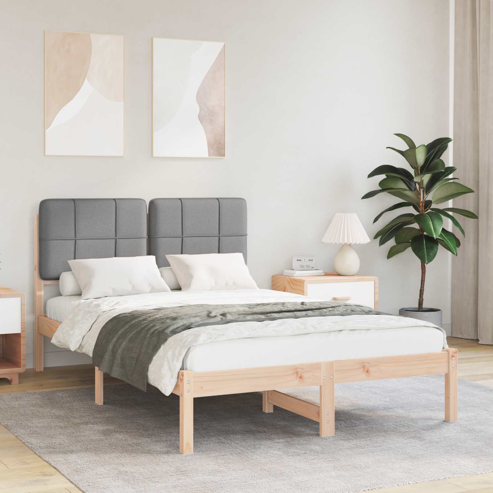 Letto con Testiera Rivestita Grigio chiaro 120 x 200 cm | homemem39