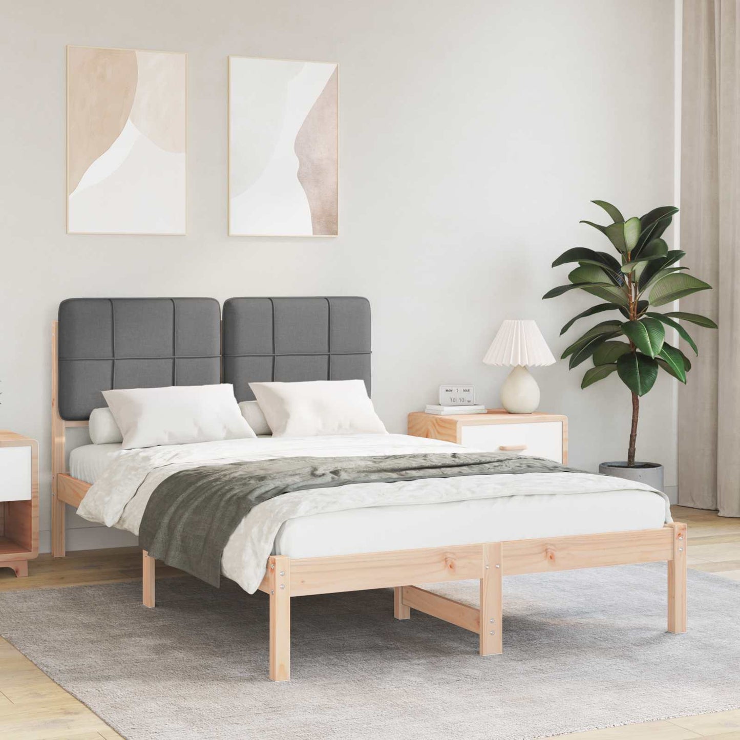 Letto con Testiera Rivestita Grigio scuro 120 x 200 cm | homemem39